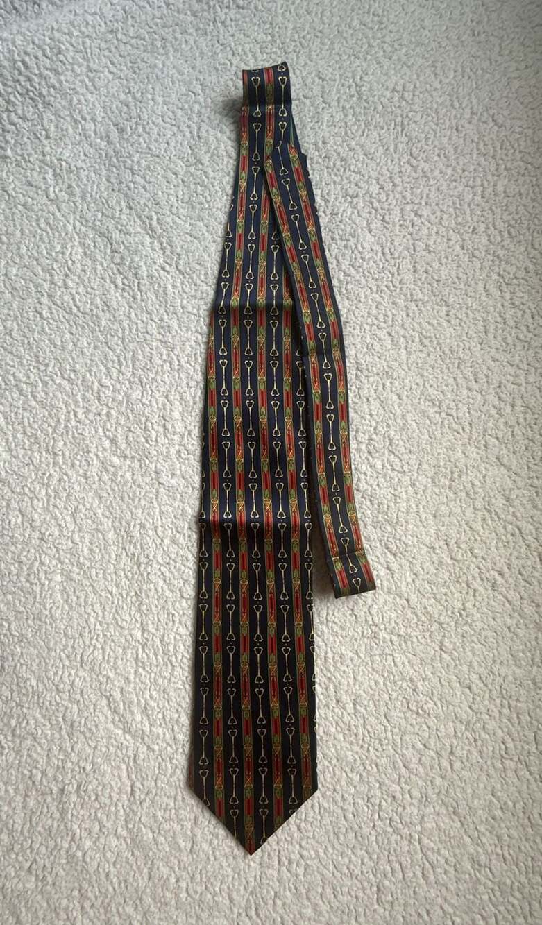 Sinsabang Pure Silk Equestrian Horse Bit Print Men's Necktie